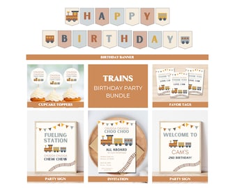 Faire-part d'anniversaire train modifiable | Faire une invitation à une fête dans le train | Invitation fête du train | Faire-part d'anniversaire de train | Invitation de train numérique