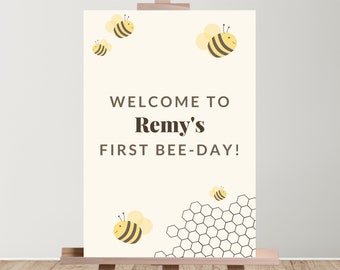Bee Party Welcome Sign, Bee Day Welcome Sign, Bee Day Party Decor for Bee Birthday, First Bee Day Party Sign, Welcome Sign Bee Day Party