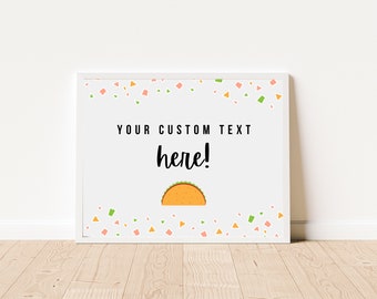 Signo de fiesta de taco personalizado / Taco Bout A personalizado signo de fiesta / Decoración de cumpleaños de taco personalizada / Signo de fiesta fiesta / Decoración de fiesta de taco / Signo personalizado