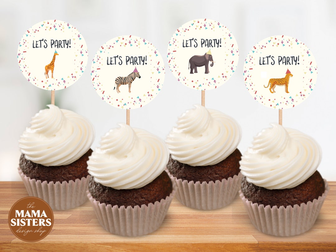 Party Animal Cupcake Topper Safari Animals Cupcake Topper Zoo Birthday