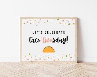Taco Twosday Birthday Party Sign | 2nd Birthday Decor | Fiesta Party Sign | Taco Party Decorations | Taco Tuesday Sign | Instant Download