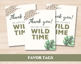 TWO Wild Favor Tag | TWO Wild Thank You Tag | TWO Wild Party Favor Tag | Two Wild Birthday Favor Tag Boy | Safari Favor Tag | Animal Favors