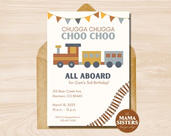 Editable Train Birthday Invitation | Train Birthday Party Invite | Train Invitation | Train Party Invitation | Train Birthday Invite Digital
