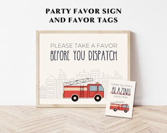 Feuerwehrauto Gastgeschenk, Feuerwehrauto Geburtstag Favor Tag, Feuerwehrauto Party Dekor, Feuerwehrauto Partydekoration, Feuerwehrmann Geburtstagsdekoration