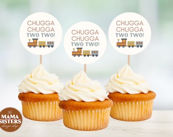 Chugga Chugga Two Two Birthday Party Decorations - 2nd Train Theme Backdrop, Balloons & Toppers