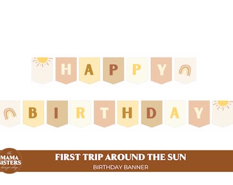 Decoraciones del primer viaje alrededor del sol, primer viaje alrededor del estandarte del sol, primer viaje alrededor del sol decoración del primer cumpleaños