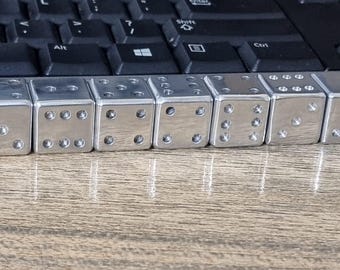 Dados de acero plateado hechos a mano y forjados a mano, 5 pares (10 dados)