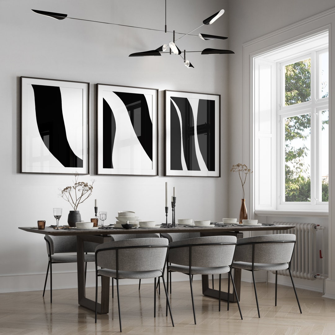 Gallery Wall Art, Black and White Wall Art, 3 Piece Art Prints