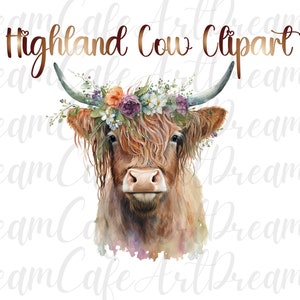 Highland Cow with Flower Crown, highland cow png, highland cow, cow png,cow sublimation,highland cow clipart,highland cow shirt,cute cow png