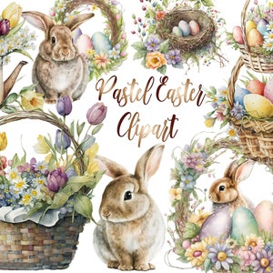 10 PNG, Watercolor Pastel Easter Clipart,Easter Bunnies PNG,Easter clipart, easter bunny png, easter png,easter sublimation,happy easter png
