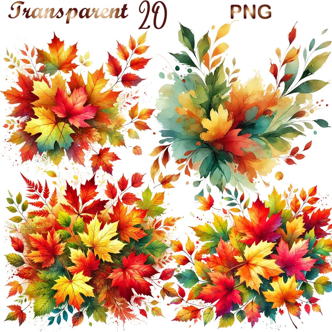 20 PNG Autumn Leaves Clipart Bundle, Autumn Field Graphics Designs ...