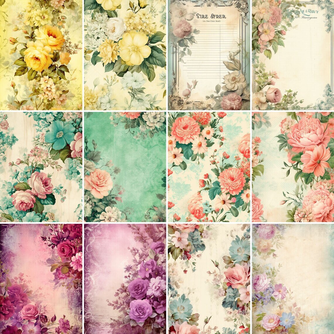 250+ Old Roses Junk Journal Pages, Digital Scrapbook Paper Kit,vintage ...