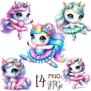 14 PNG/JPG Baby Unicorn Watercolor Clipart, Unicorn Сlip art,cute Unicorn,Baby Unicorn png,Unicorn clip art, Rainbow unicorn, commercial use