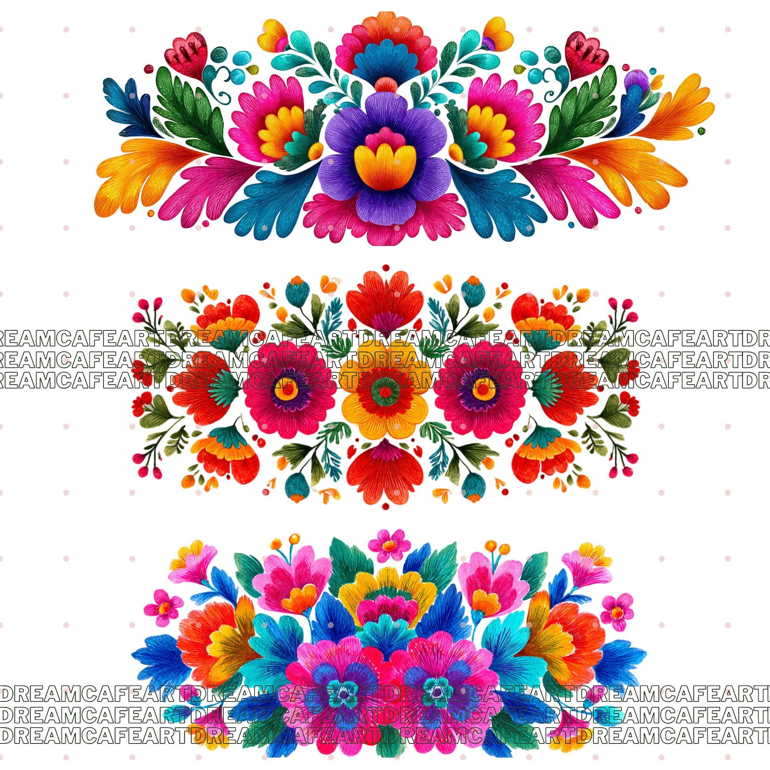 Mexican Fiesta Flowers Clipart 200 PNG, Otomi Floral,talavera ...