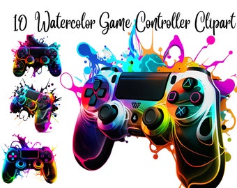 10 Game Controller Clipart - High Quality JPGs - Digital Download - Card Making, Mixed Media,Digital Paper Craft, Gaming clipart, Gamer