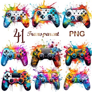 41 PNG Game Controller Clipart - High Quality PNGs - Digital Download - Card Making, Mixed Media,Digital Paper Craft, Gaming clipart, Gamer