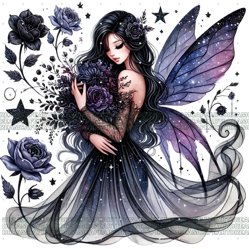 60 PNG Gothic Fairy Clipart Bundle – Watercolor Fairy Characters ...