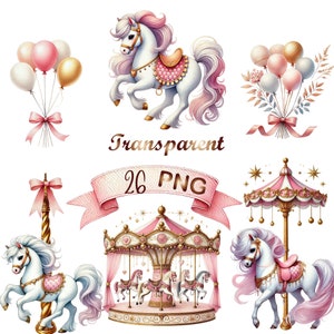 26 PNG, Horse,Carousel png, horse sublimation,horses png,horse printable,merry-go-round png,sublimation design,Carousel Horse clipart bundle
