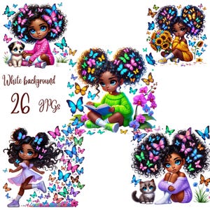 26 JPG Cute Black girl clipart bundle,cute chibi girl clipart,afro girl clipart,denim girl clipart,beautiful girl clipart,black girl graphic