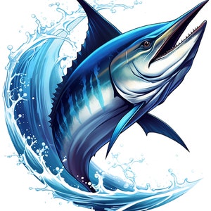 20 Blue Marlin Clipart, High Quality JPG, Digital Download, Card Making
