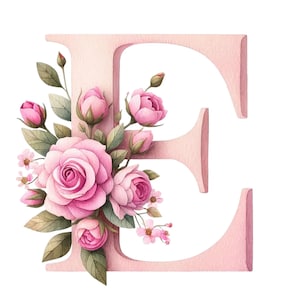 36+ PNG, Watercolor Floral Alphabet Collection Clipart, Pink Alphabet ...