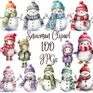 100  Snowman Clipart, Snowman clip art,Christmas Clipart,High Quality JPGs, Digital Download - Card Making, Mixed Media, Digital Paper Craft