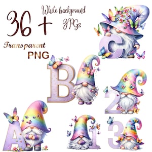 36+ PNG, Watercolor Gnome Alphabet Collection Clipart,Cute Gnome, Alphabet Gnome Clipart,Digital Download,Cute Gnome Alphabet Clipart Bundle