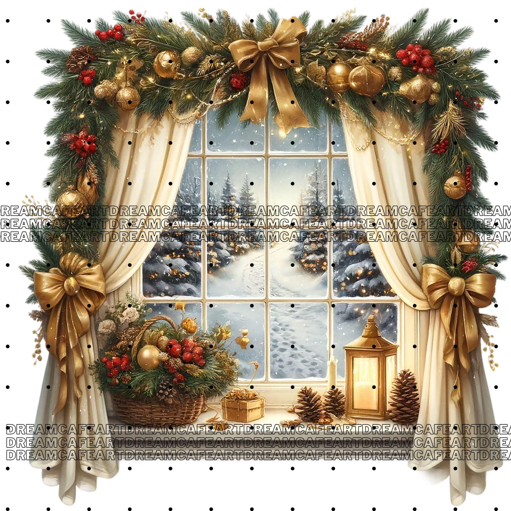 Window Christmas Vector 30 PNG Set 3 Christmas Windows Clipart Bundle, Festive Window Scene ...