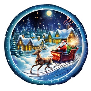 10 Papai Noel no trenó, JPGs de alta qualidade, download digital - criação de cartões, mídia mista, artesanato em papel digital, clipart de Natal, uso comercial
