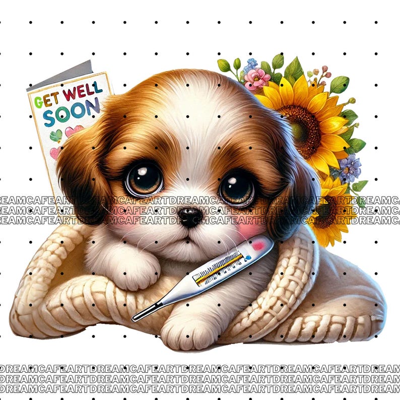 20 PNG, Get Well Soon Clipart Bundle,adorable Animal Illustrations