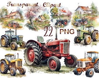 22 Watercolor Farm Tractor png, Tractor png, Tractor Farm png, Farm, Tractor Sublimation, Commercial use,Digital Download,Watercolor Clipart