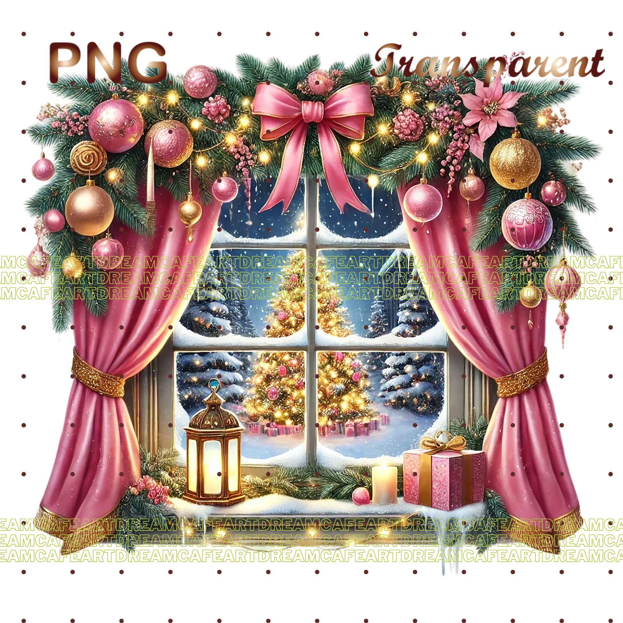 Window Christmas Vector 30 PNG Set 3 Christmas Windows Clipart Bundle, Festive Window Scene ...