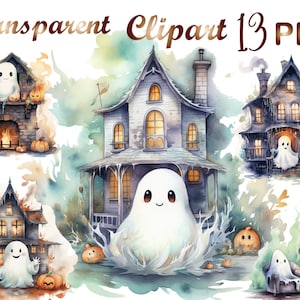 13 PNG, Halloween Clipart, Ghost Clipart PNG, Ghost PNG, Commercial use,Digital Download,Card Making,Clip Art,Digital Craft