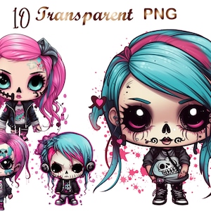 10 Skull Girl Clipart PNG, Street Art Graffiti Sublimation Shirt PNG, Graffiti Clipart Girl Skull Character Street Art PNG,Commercial use