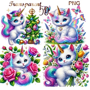 50 PNG set 3 Caticorn clipart bundle, caticorns birthday, caticorns party,caticorn balloon,caticorn digital sticker,caticorn decor