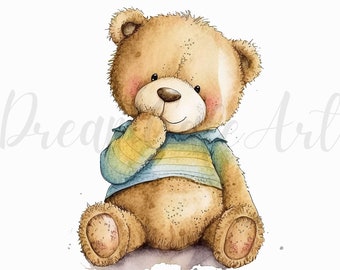 Hand Drawn Watercolor Of Teddy Bear Canvas Print / Canvas Art by Khaneeros  