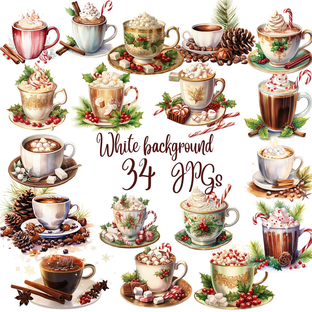 34 Christmas Latte Clipart, Jpgs, Christmas Drinks, Coffee Clipart ...