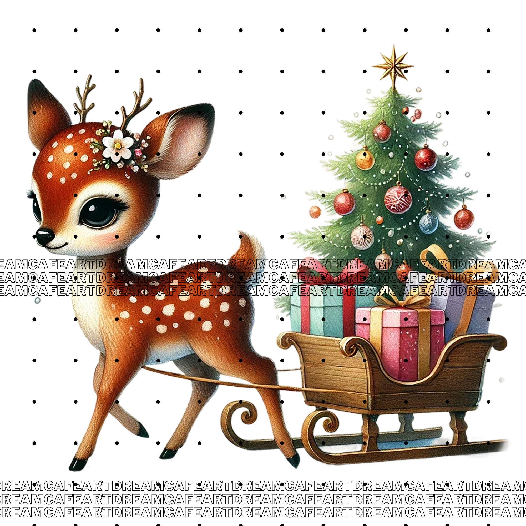 27 PNG and JPG, Christmas Deer Clipart Bundle,christmas Fawn Clipart ...