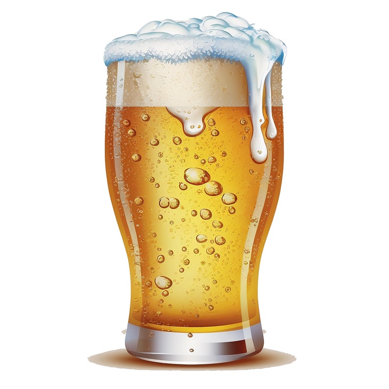 Pu&ograve; includere: Un bicchiere di birra con una spessa schiuma. La birra &egrave; di colore giallo chiaro e ha condensa sulla parte esterna del bicchiere.