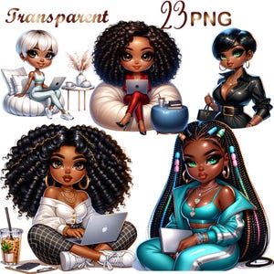 23 PNG set 1 Black Boss Girl clipart, girl clipart, afro girl clipart, denim girl clipart,beautiful girl,black girl graphic,Digital Download