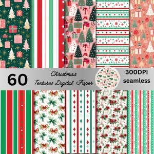 60 nahtlose Weihnachten klassisches digitales Papier, Weihnachten karierten Hintergrund Seamles, Weihnachtslandschaft Hintergrund, Download Junk Journal, Scrapbooking