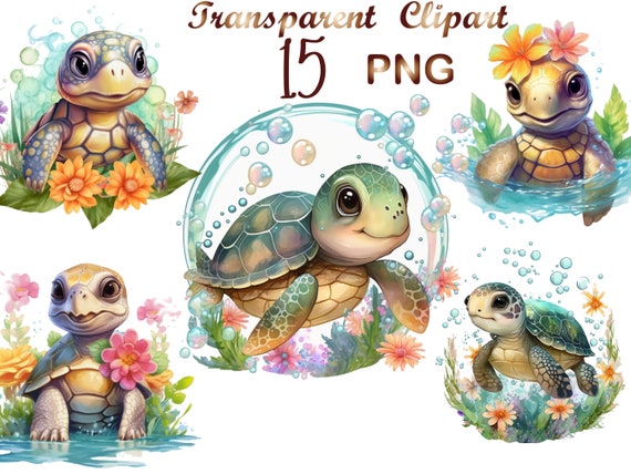 15 Watercolor Baby Turtle PNG,watercolor turtle,turtle png,turtle sublimation,sea turtle png,turtle clipart,Commercial Use, Digital Download