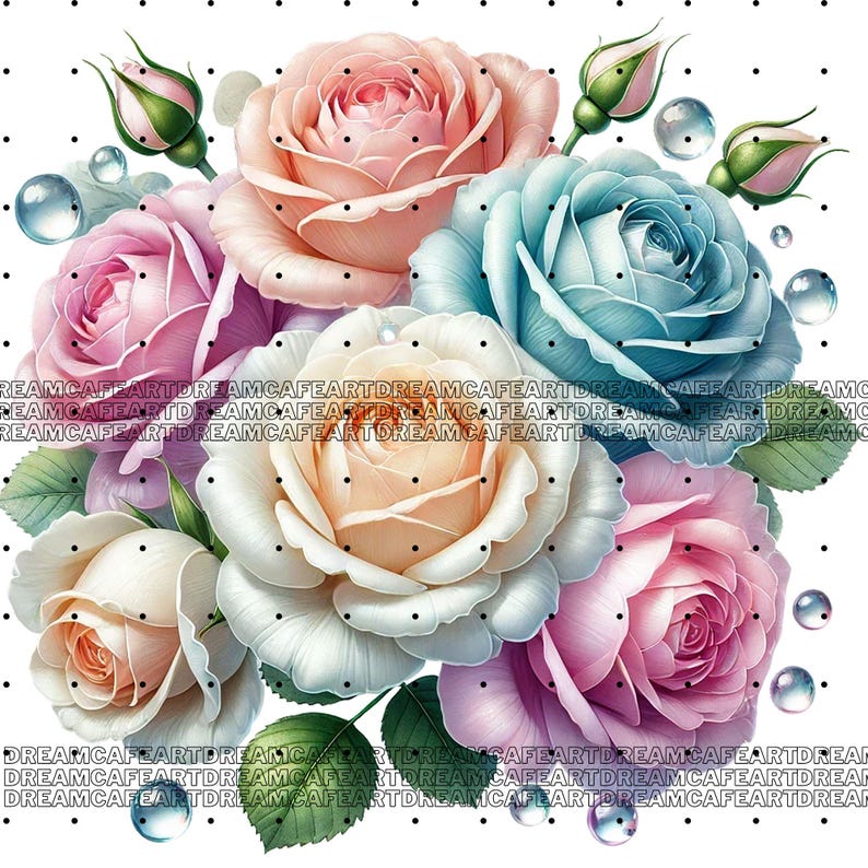 70 PNG, Roses Clipart, Beautiful Colorful Floral Graphics, Vibrant Rose ...