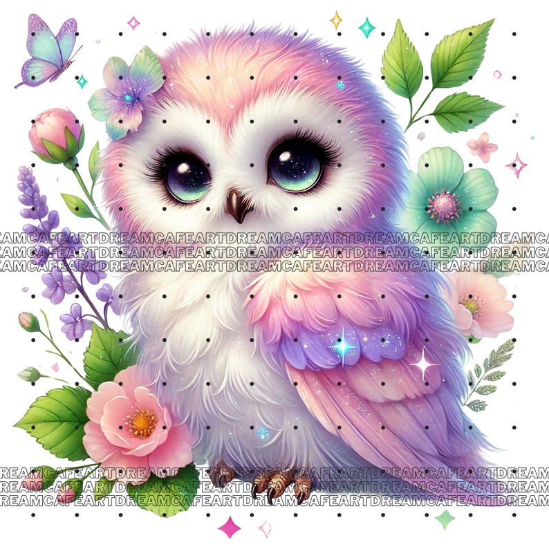Owl Clipart bundle 135 PNG, Sparkling Owl Sublimation, Colorful Owls, Owl artwork, Owl printable, Digital Download, Card Making imagen 5