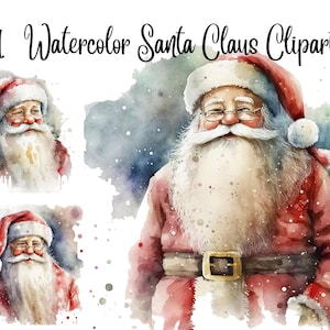 11  JPGs, Santa Claus Clipart, Digital Download - Card Making, Graphic design, Mixed Media, Digital Paper Craft, Christmas clipart