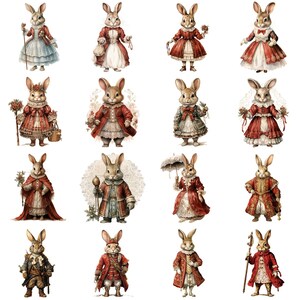 36 Fairytale Rabbit Clipart, Jpgs, Fairy Tale Animal Clip Art,vintage ...