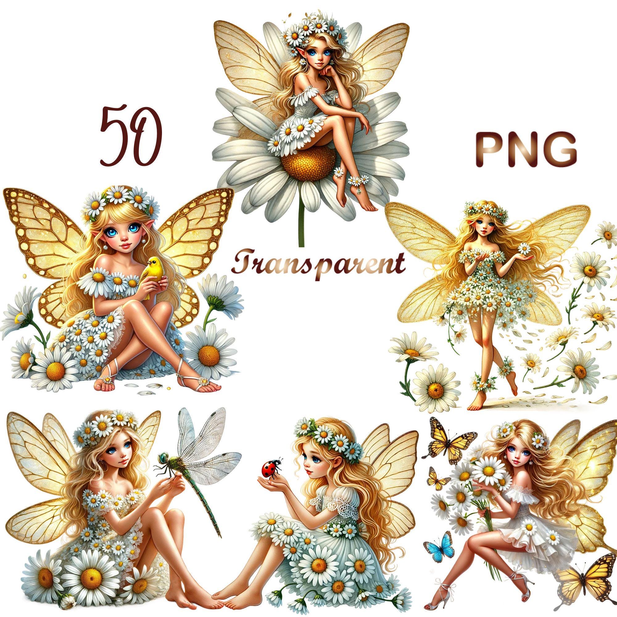 50 PNG, Daisy Fairy Clipart Bundle,cute Fairy,daisy Fairy Clipart ...