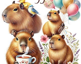 35 PNG Capybara Clipart Bundle, Cute Capybaras Art, Cute Capybara Graphics for Kids, Instant Download Digital Prints, Commercial Use