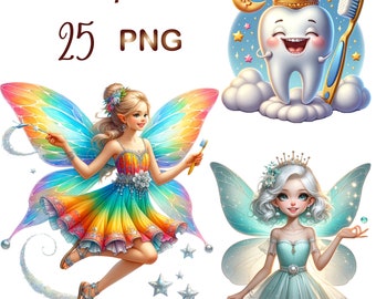 25 PNG Tooth fairy clipart, Dentist Fairy Graphics, characters clipart, Little fairy tale characters,Baby tooth,Milk tooth,Wings, Fairy tale