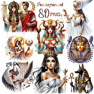 80 PNG, Watercolor Ancient Egypt Clipart bundle,  Egypt Pharaoh clipart, Cleopatra png,Eye of Horus,Pyramids,Instant Download,Commercial USe